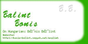 balint bonis business card